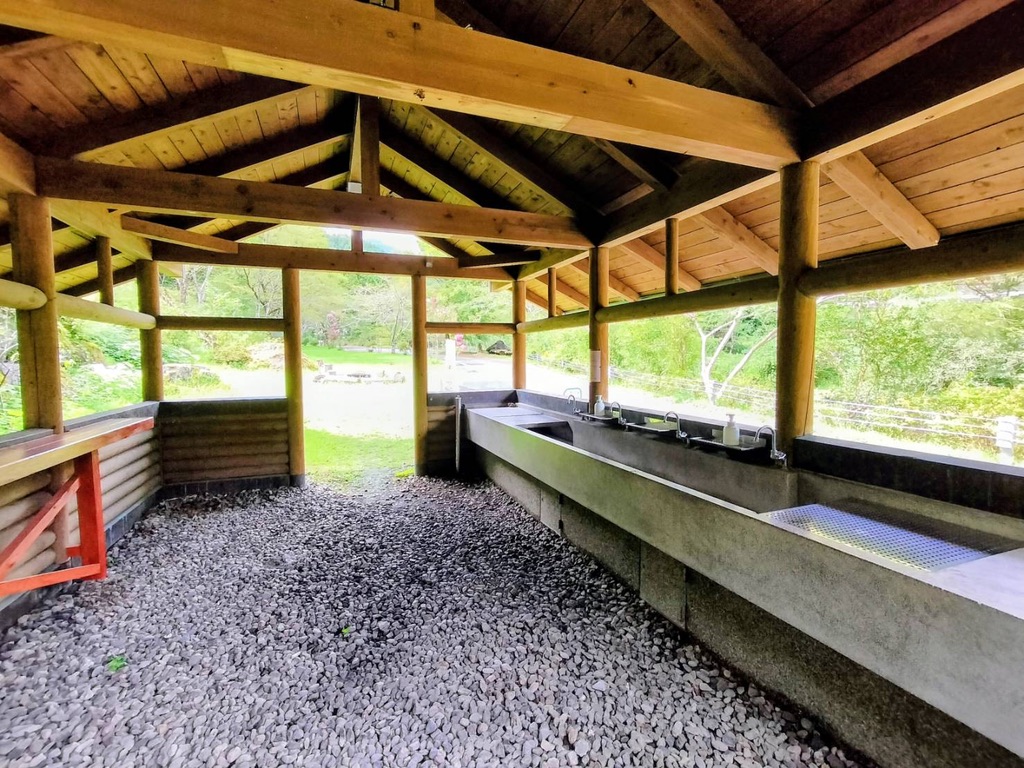 Shared kitchen space at Yumenomori Campground